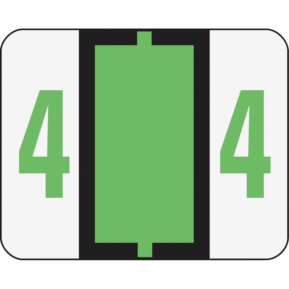 Smead BCCRN Bar-Style Color-Coded Labels - "Number" - 1 1/4" Width x 1" Length - Light Green - 500 / Roll. Picture 1