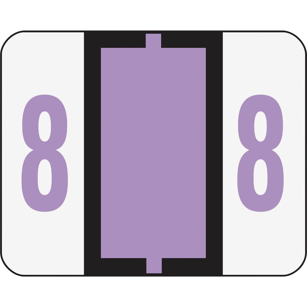 Smead BCCRN Bar-Style Color-Coded Labels - "Number" - 1 1/4" Width x 1" Length - Lavender - 500 / Roll. Picture 1