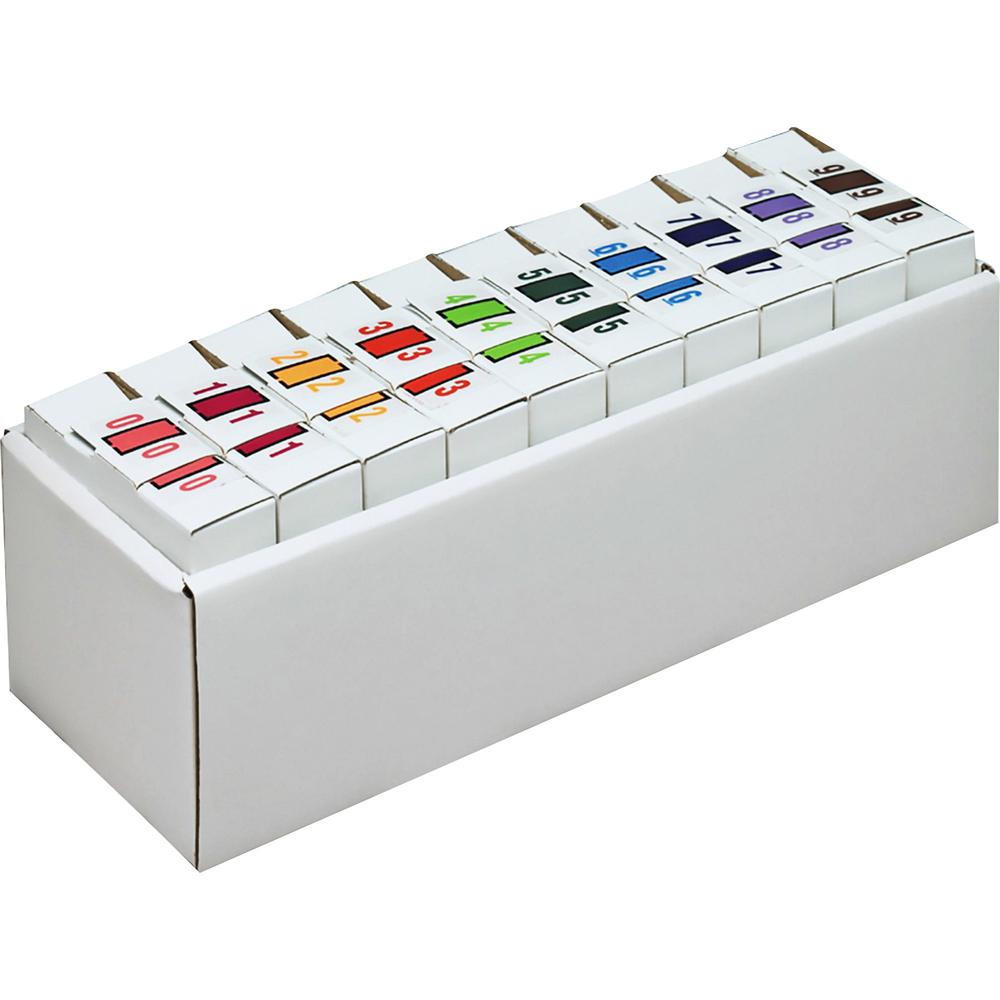 Smead BCCRN Bar-Style Color-Coded Labels - "Number" - 1 1/4" x 1" Length - Assorted - 5000 / Box. Picture 1