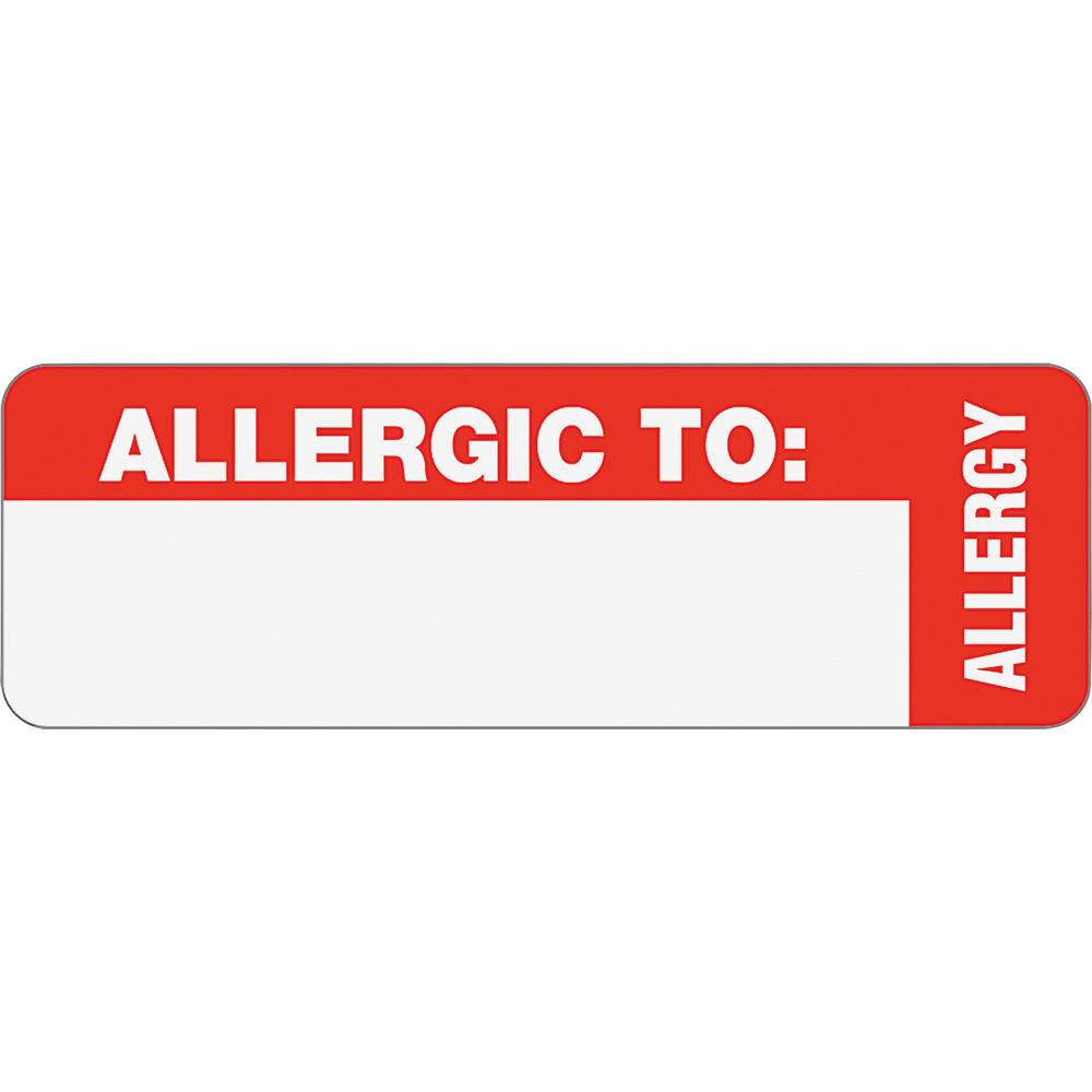 Tabbies Allergic To: Medical Wrap Labels - 3" Width x 1" Length - Red - 500 / Roll. Picture 1
