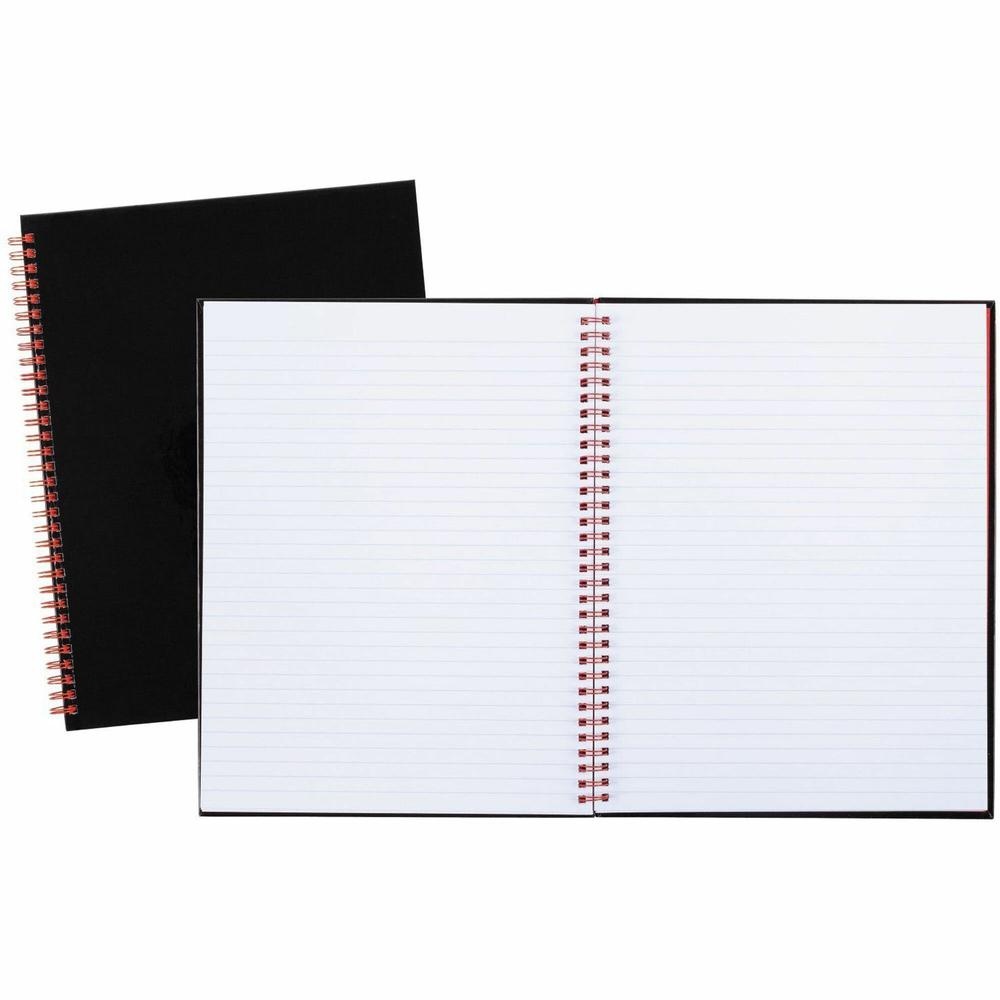 Black n' Red Hardcover Business Notebook - 70 Sheets - Double Wire Spiral - 24 lb Basis Weight - 8 1/2" x 11" - White Paper - Red Binder - Black Cover - Perforated, Laminated, Wipe-clean Cover, Hard C. The main picture.