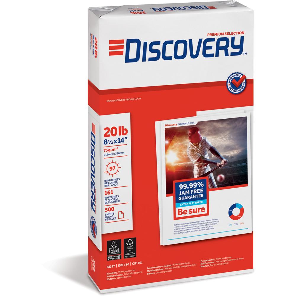 Discovery Premium Selection Laser, Inkjet Copy & Multipurpose Paper - White - 97 Brightness - Legal - 8 1/2" x 14" - 20 lb Basis Weight - 5000 / Carton - Excellent Ink Absorption. Picture 1