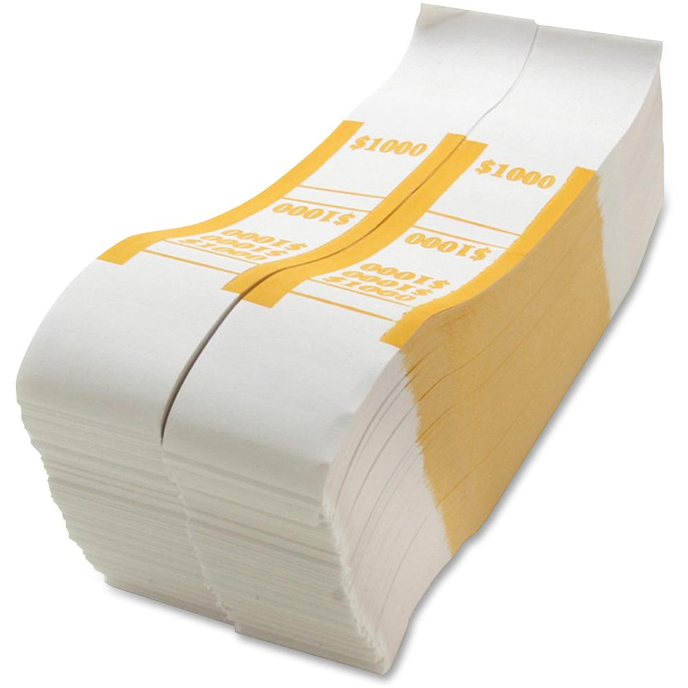 Sparco White Kraft ABA Bill Straps - 1000 Wrap(s)Total $1,000 in $10 Denomination - Kraft - Yellow - 1000 / Pack. Picture 1