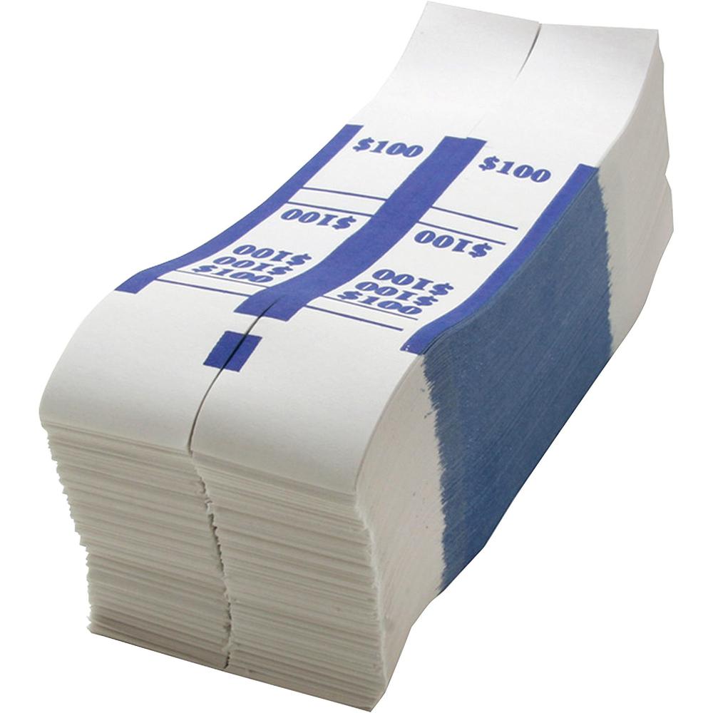 Sparco White Kraft ABA Bill Straps - 1000 Wrap(s)Total $100 in $1 Denomination - Kraft - Blue - 1000 / Pack. Picture 1