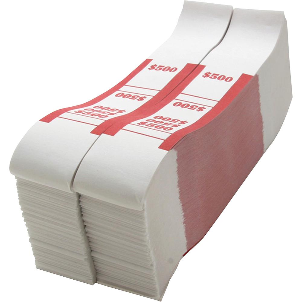 Sparco White Kraft ABA Bill Straps - 1000 Wrap(s)Total $500 in $5 Denomination - Kraft - Red - 1000 / Pack. Picture 1