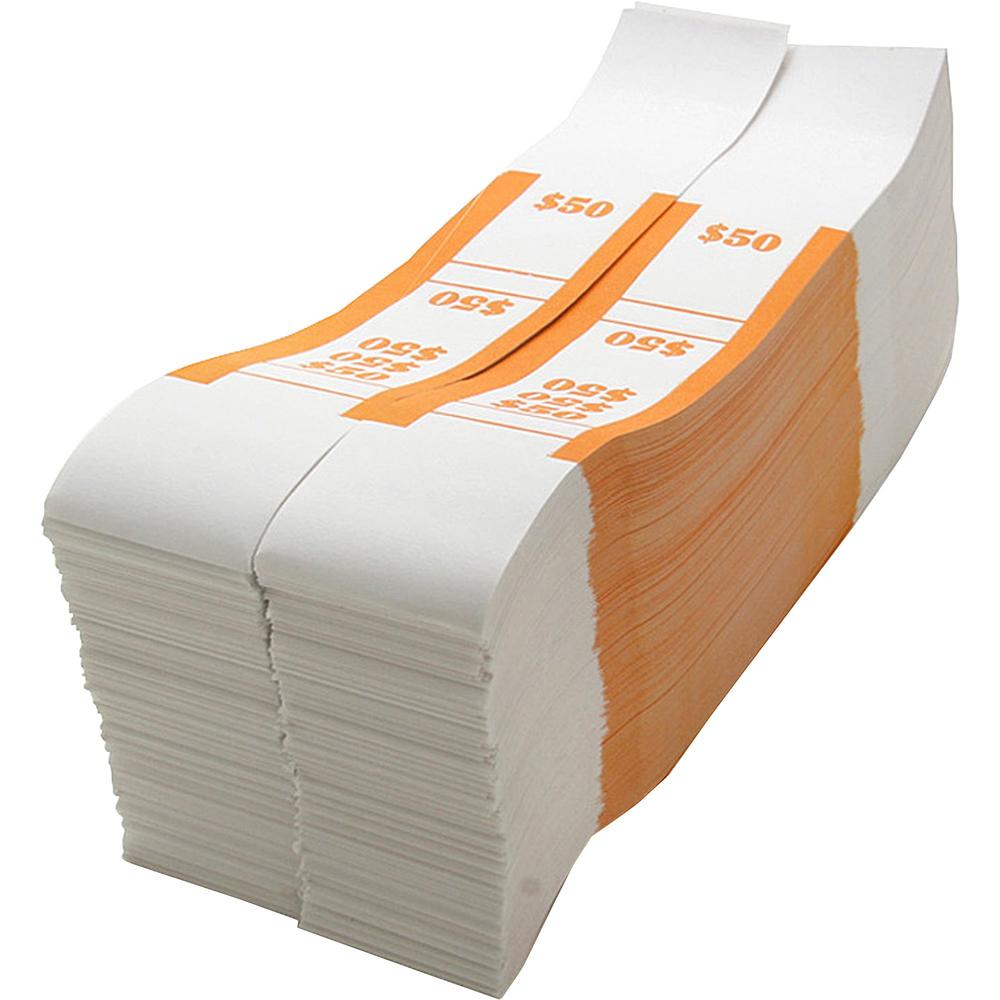 Sparco White Kraft ABA Bill Straps - 1000 Wrap(s)Total $50 in $1 Denomination - Kraft - Orange - 1000 / Pack. Picture 1