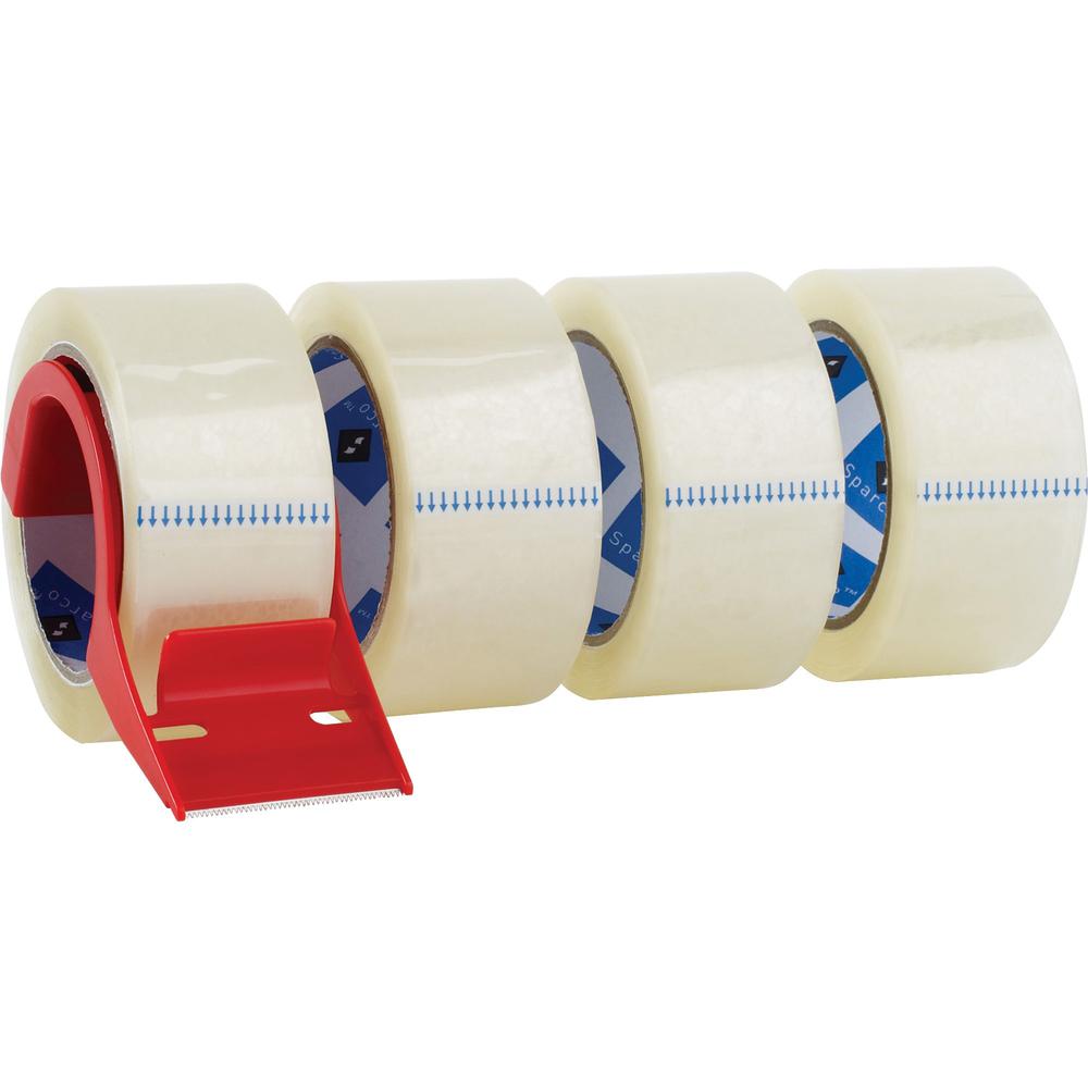 Sparco Heavy-duty Packaging Tape with Dispenser - 55 yd Length x 2" Width - 3" Core - 3 mil - Acrylic Backing - Dispenser Included - Tear Resistant, Split Resistant, Breakage Resistance - For Packing . Picture 1
