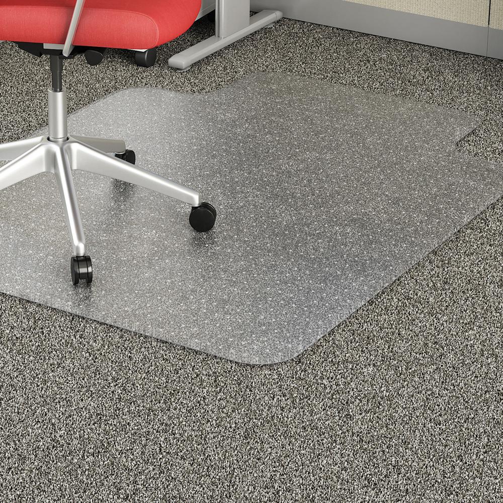 Lorell Economy Low Pile Standard Lip Chairmat - Carpeted Floor - 48" Length x 36" Width x 95 mil Thickness - Lip Size 10" Length x 19" Width - Rectangle - Vinyl - Clear. Picture 1