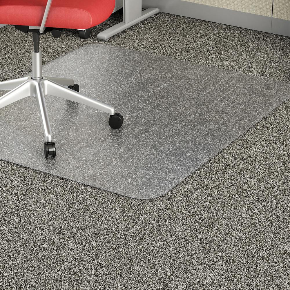 Lorell Low-Pile Economy Chairmat - Carpeted Floor - 60" Length x 46" Width x 0.095" Thickness - Rectangular - Vinyl - Clear - 1Each. Picture 1