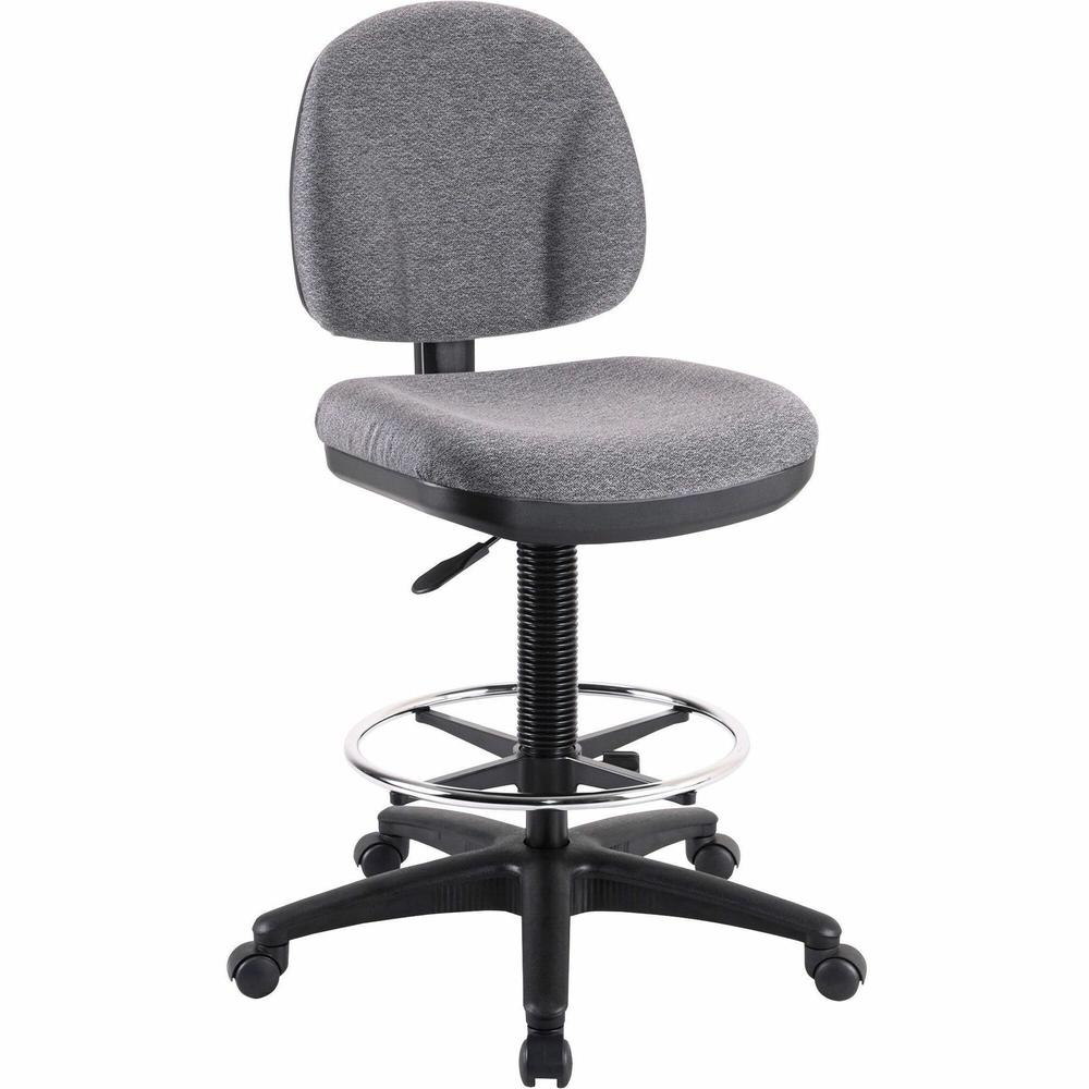 Lorell Millenia Series Adjustable Task Stool with Back - Gray Seat - Gray - 1 Each. Picture 1