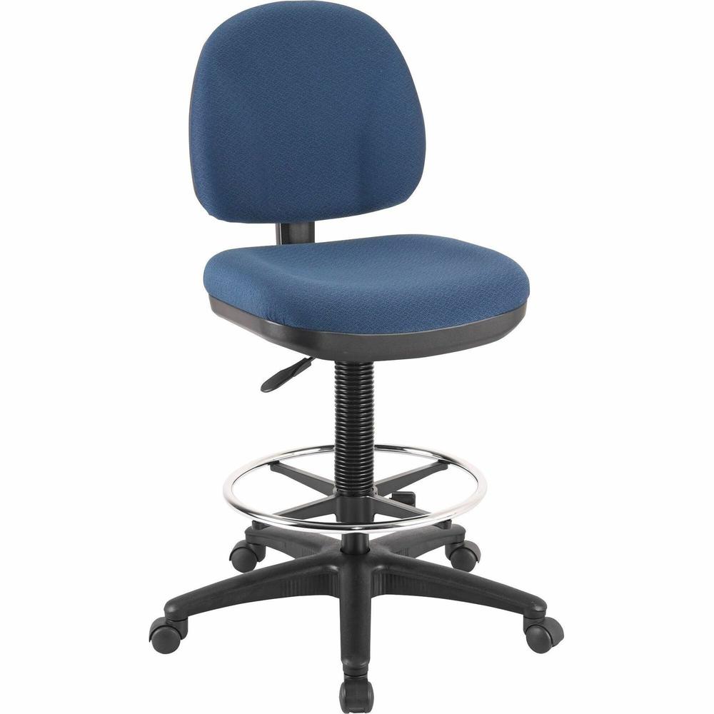 Lorell Millenia Series Adjustable Task Stool with Back - Blue Seat - Blue - 1 Each. Picture 1