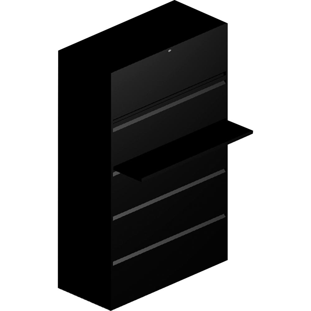 HON 800 Series Full-Pull Locking Lateral File - 5-Drawer - 42" x 19.3" x 67" - 5 x Drawer(s) - Lateral - Black - Baked Enamel. Picture 1