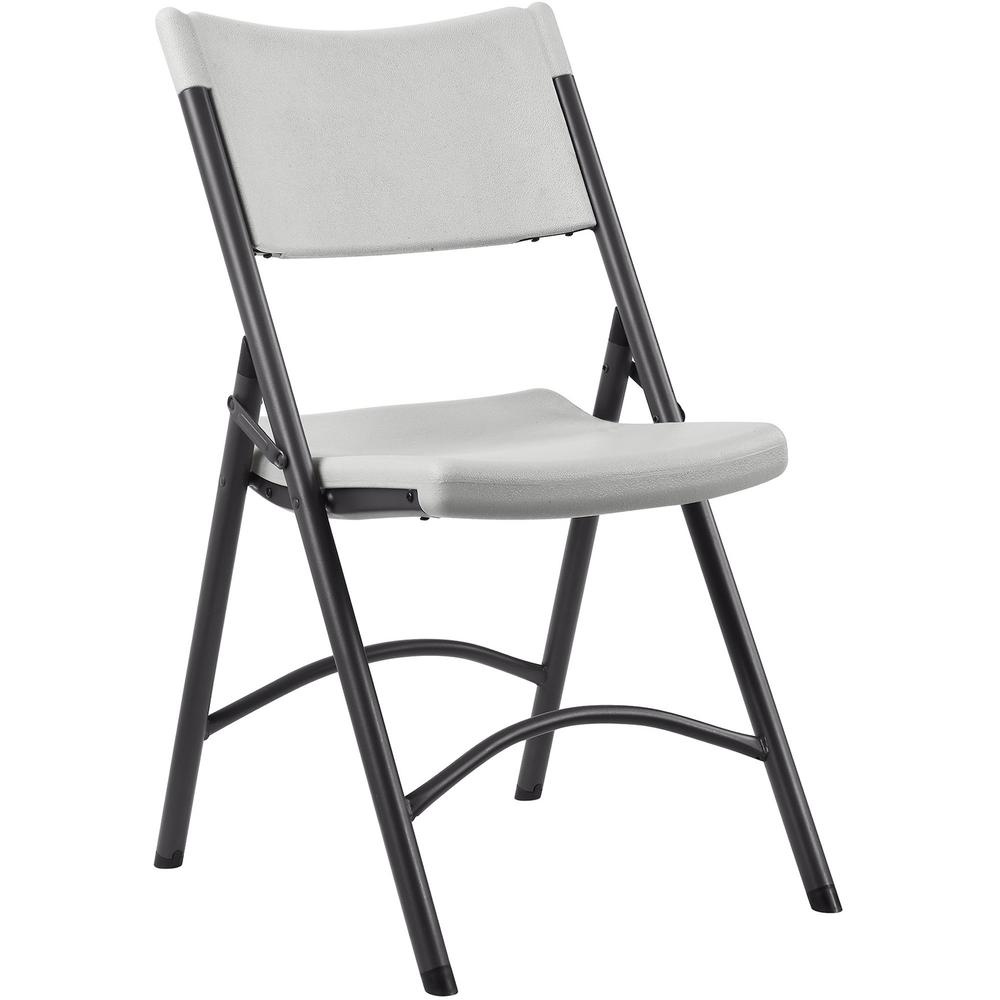 Lorell Heavy-duty Blow-Molded Folding Chairs - Light Gray Polyethylene Seat - Light Gray Polyethylene Back - Dark Gray Steel Frame - Steel, Polyethylene - 4 / Carton. Picture 1