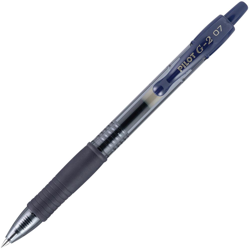 Pilot G2 Retractable Gel Ink Rollerball Pens - Fine Pen Point - 0.7 mm Pen Point Size - Refillable - Retractable - Navy Blue Gel-based Ink - Clear Barrel - 1 Dozen. Picture 1
