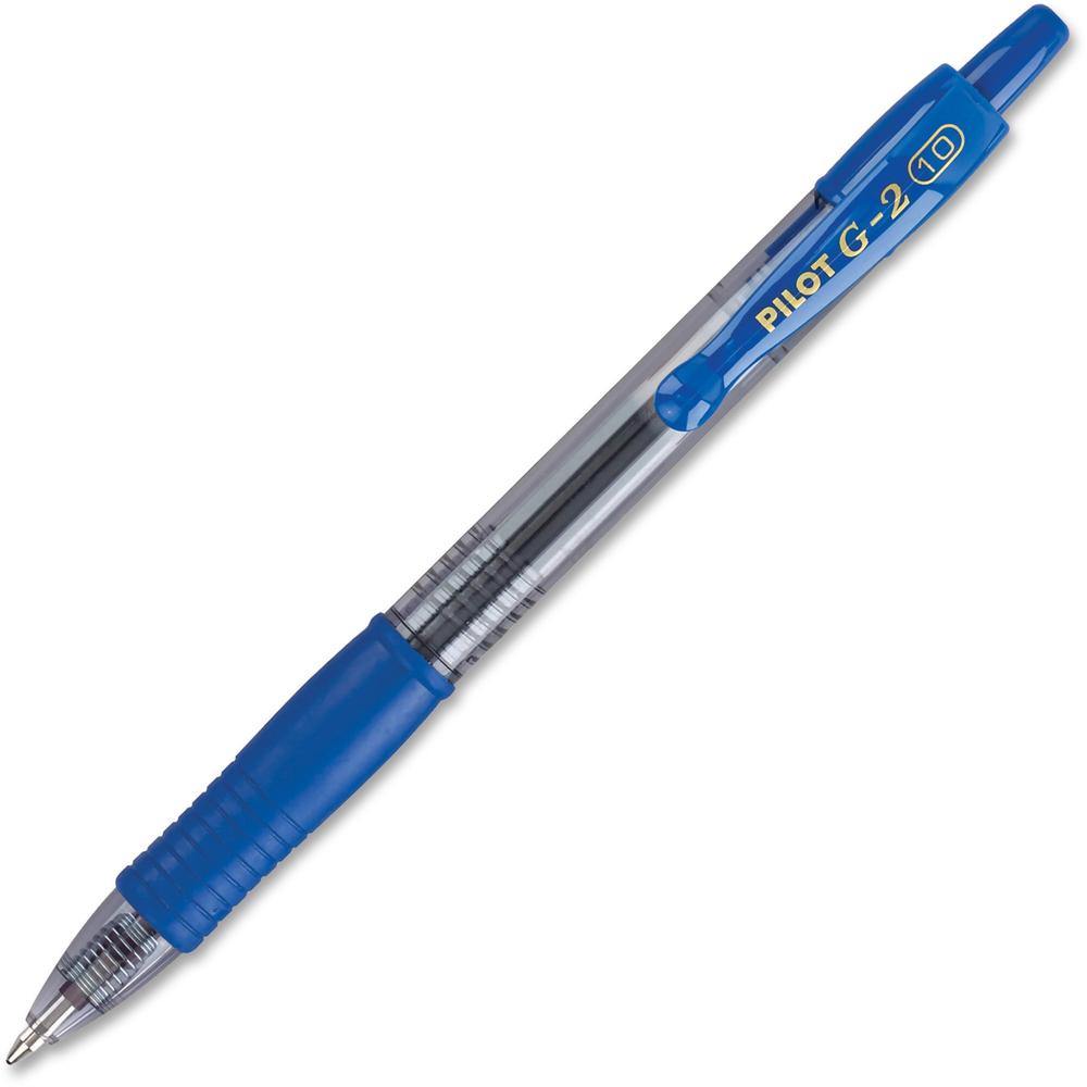 Pilot G2 Bold Point Retractable Gel Pens - Bold Pen Point - 1 mm Pen Point Size - Refillable - Retractable - Blue Gel-based Ink - Clear Barrel - 1 Dozen. Picture 1