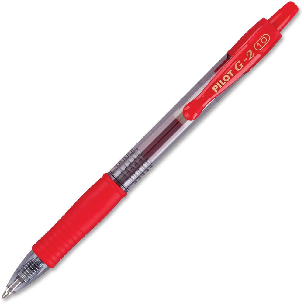 Pilot G2 Bold Point Retractable Gel Pens - Bold Pen Point - 1 mm Pen Point Size - Refillable - Retractable - Red Gel-based Ink - Clear Barrel - 1 Dozen. The main picture.