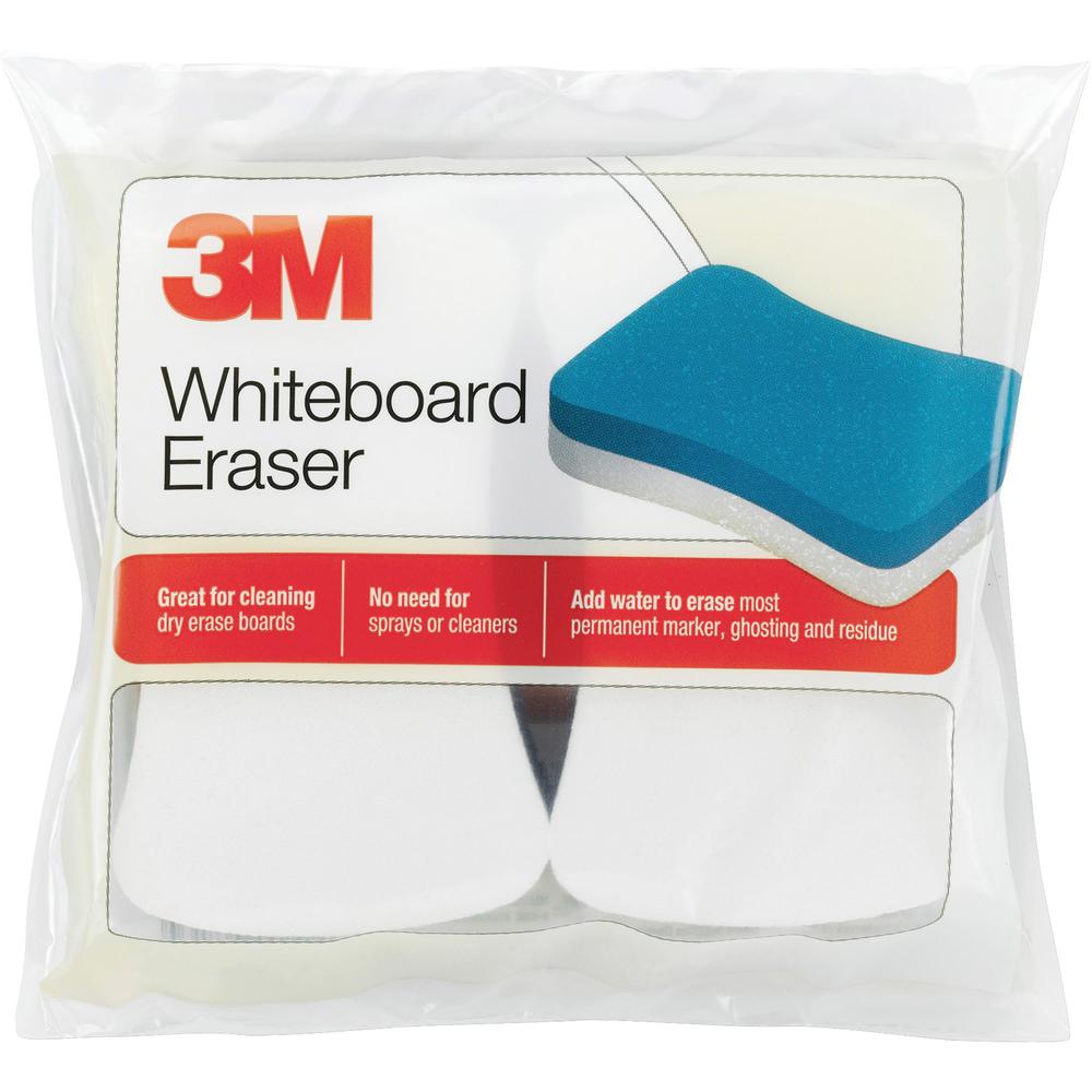 3M Whiteboard Erasers - White, Blue - 5" Width x 3" Height x - 2 / Pack. Picture 1