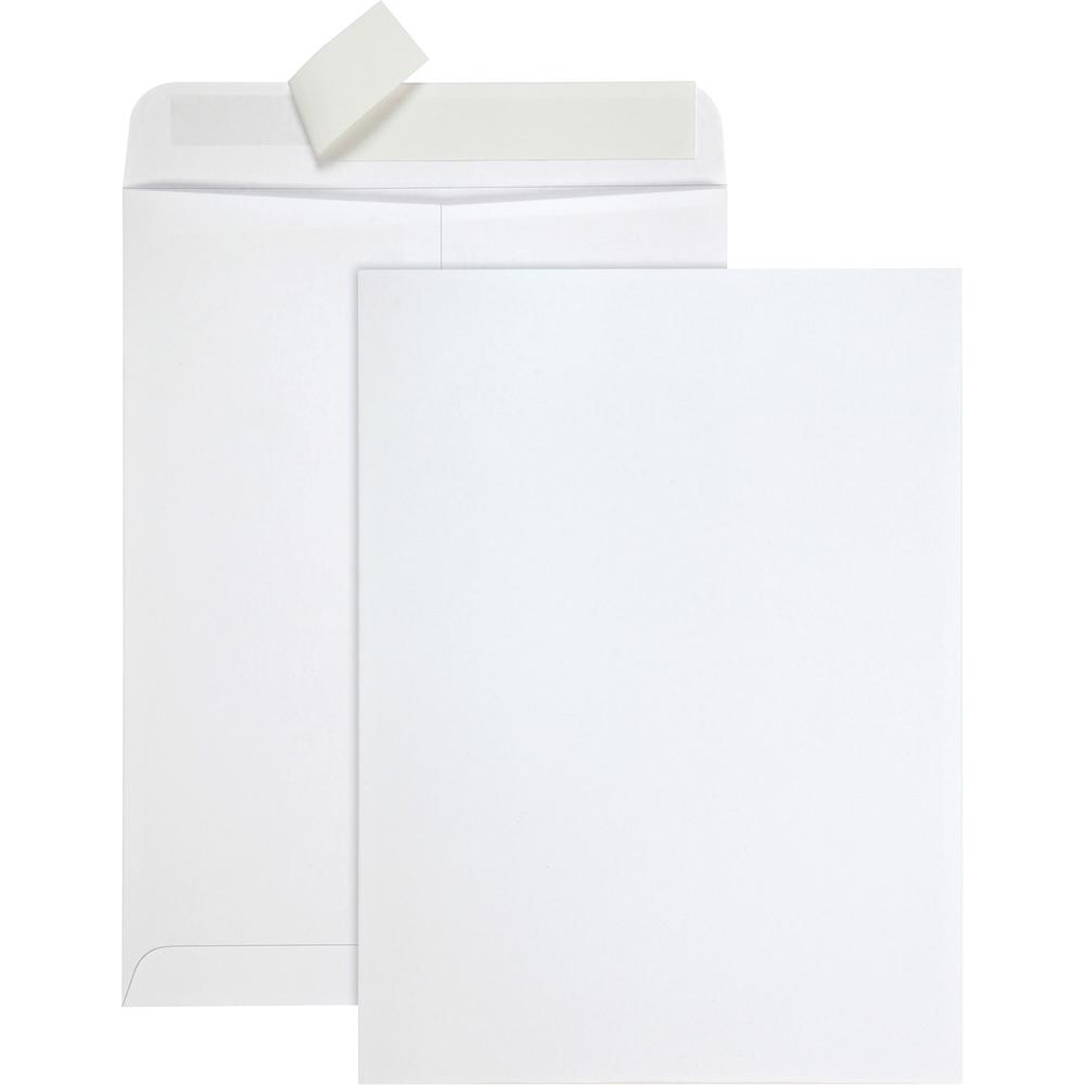 Quality Park 9 x 12 Tech-no-Tear Paper Out Catalog Envelopes with Self-Sealing Closure - Catalog - #10 1/2 - 9" Width x 12" Length - Self-sealing - Paper - 100 / Box - White. Picture 1