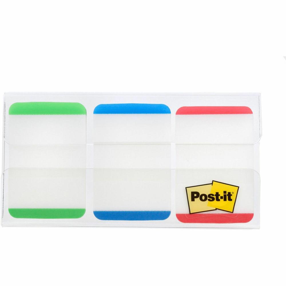 Post-it&reg; Durable Tabs - 1.50" Tab Height x 1" Tab Width - Red, Blue, Green Tab(s) - 66 / Pack. The main picture.