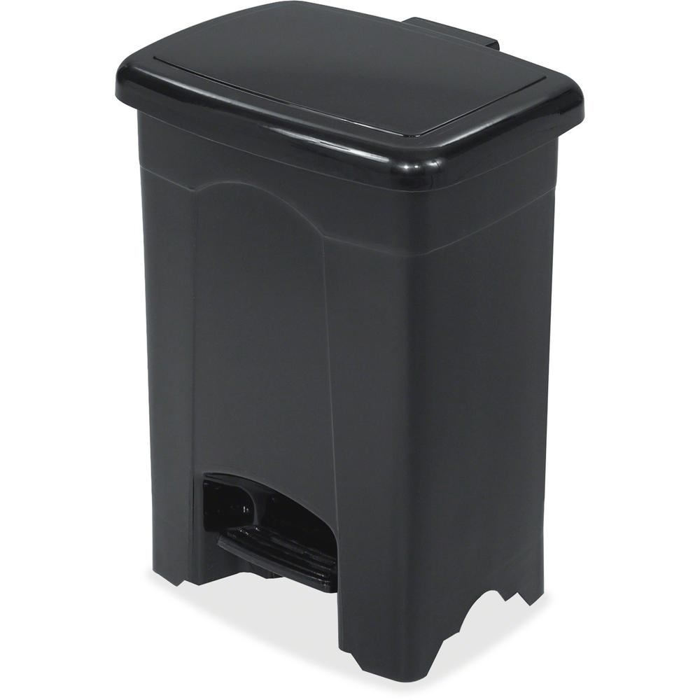 Safco Plastic Step-on 4-Gallon Receptacle - 4 gal Capacity - 15" Height x 12" Width x 10" Depth - Plastic - Black - 1 Each. Picture 1