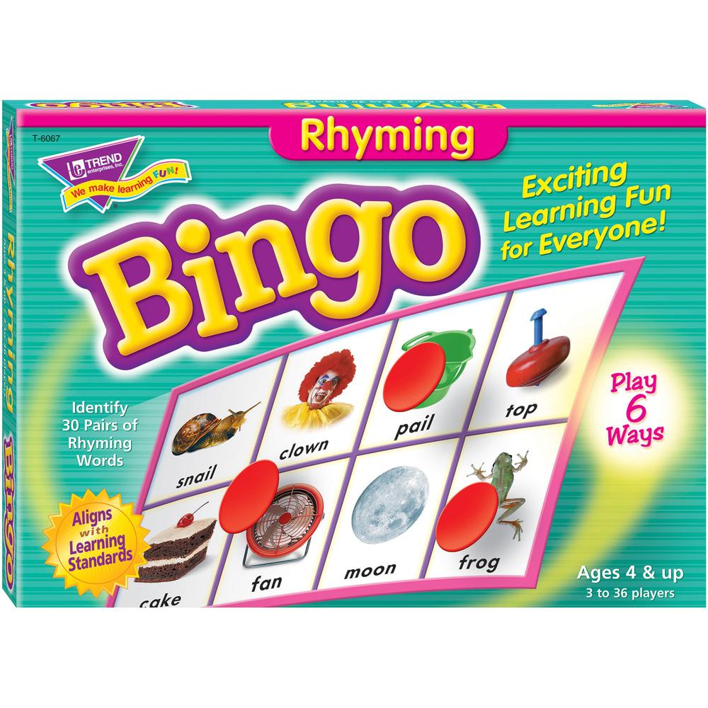 Trend Rhyming Bingo Game - Theme/Subject: Learning - Skill Learning: Vocabulary, Spelling, Rhyming, Word - 4 Year & Up - Multi. Picture 1