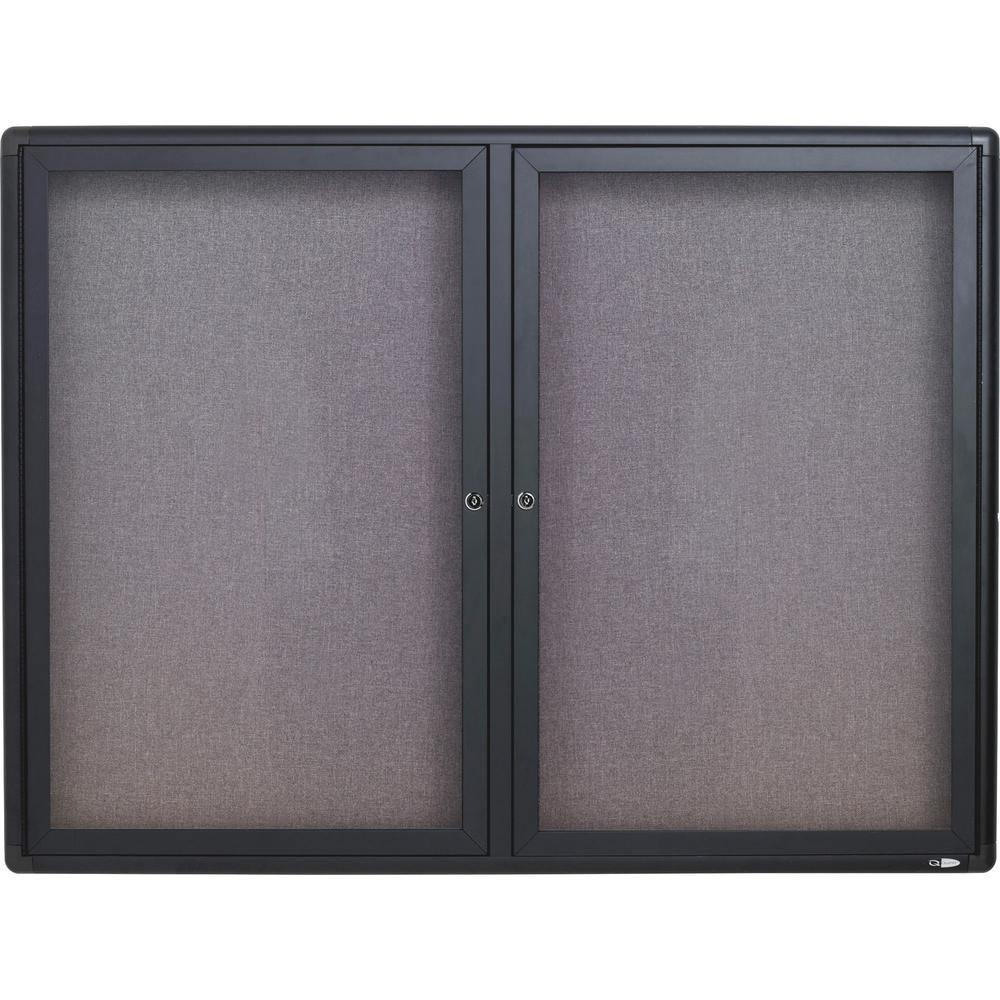 Quartet Enclosed Bulletin Board - 36" Height x 48" Width - Gray Fabric Surface - Hinged, Durable, Shatter Proof, Self-healing - Graphite Frame - 1 Each. Picture 1