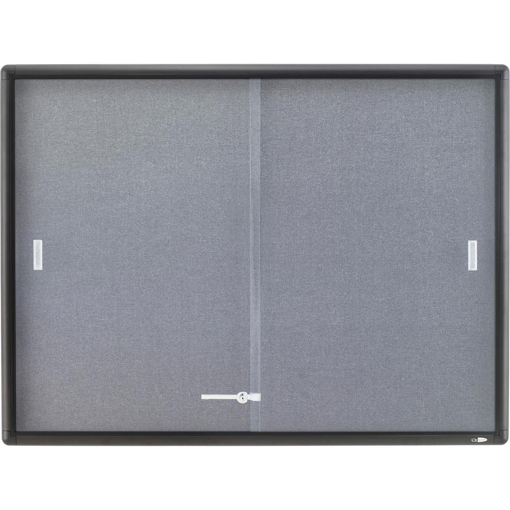 Quartet Enclosed Bulletin Board - 36" Height x 48" Width - Gray Fabric Surface - Self-healing - Graphite Frame - 1 Each. Picture 1