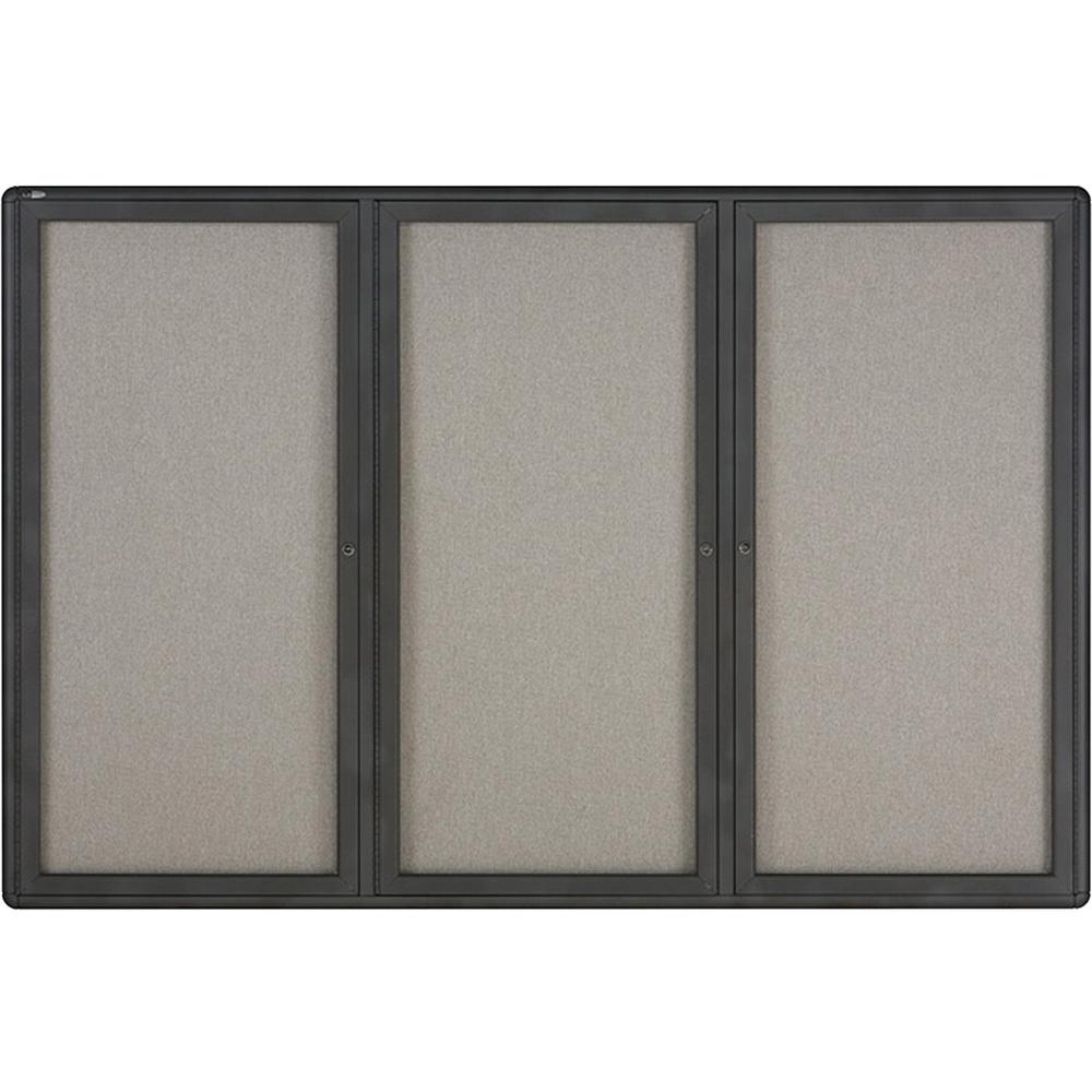 Quartet Enclosed Bulletin Board - 48" Height x 72" Width - Gray Fabric Surface - Hinged, Durable, Shatter Proof, Self-healing - Graphite Frame - 1 Each. Picture 1