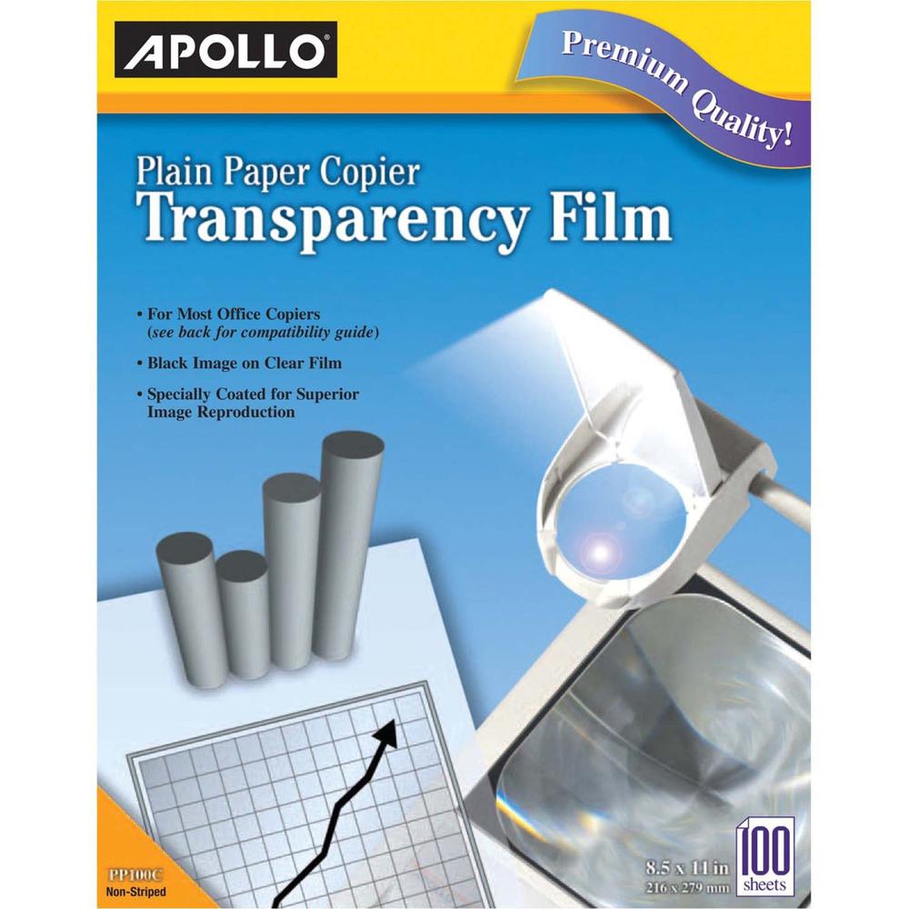 Apollo Plain Paper Copier Transparency Film - 8 1/2" x 11" - 100 / Box. The main picture.
