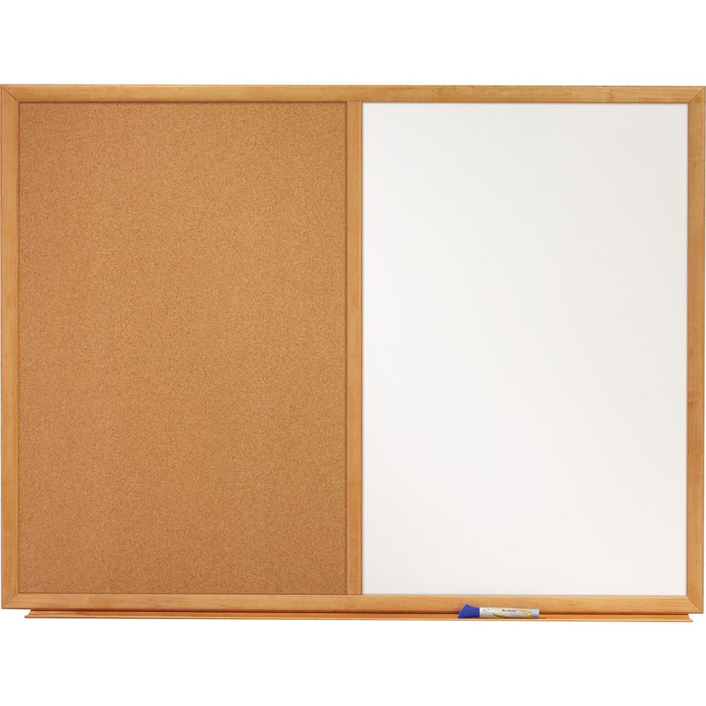 Quartet Standard Combination Whiteboard/Cork Bulletin Board - 36" (3 ft) Width x 24" (2 ft) Height - White Melamine Surface - Oak Frame - Rectangle - Horizontal/Vertical - 1 Each. Picture 1
