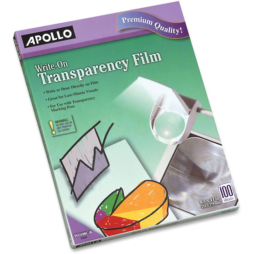 Apollo Write-On Transparency Film Sheets - Letter - 8 1/2" x 11" - 100 / Box. The main picture.