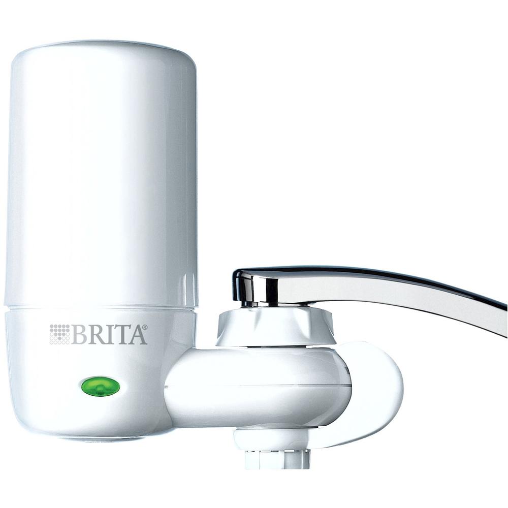 Brita Complete Water Faucet Filtration System With Light Indicator - Faucet - 100 gal Filter Life (Water Capacity) - 1 Each - White, Blue. The main picture.