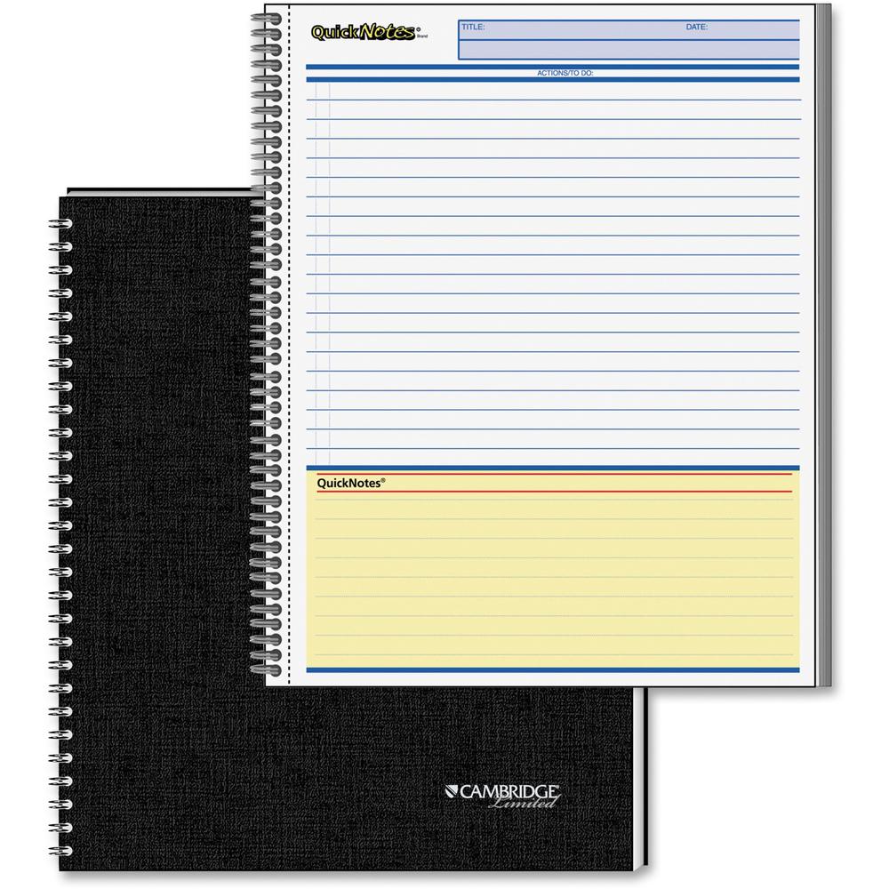 Mead QuickNotes Professional Planner Notebook - Action - 8 1/2" x 11" Sheet Size - Spiral Bound - Assorted - Linen - Perforated, Pocket, Notes Area - 1 Each. Picture 1
