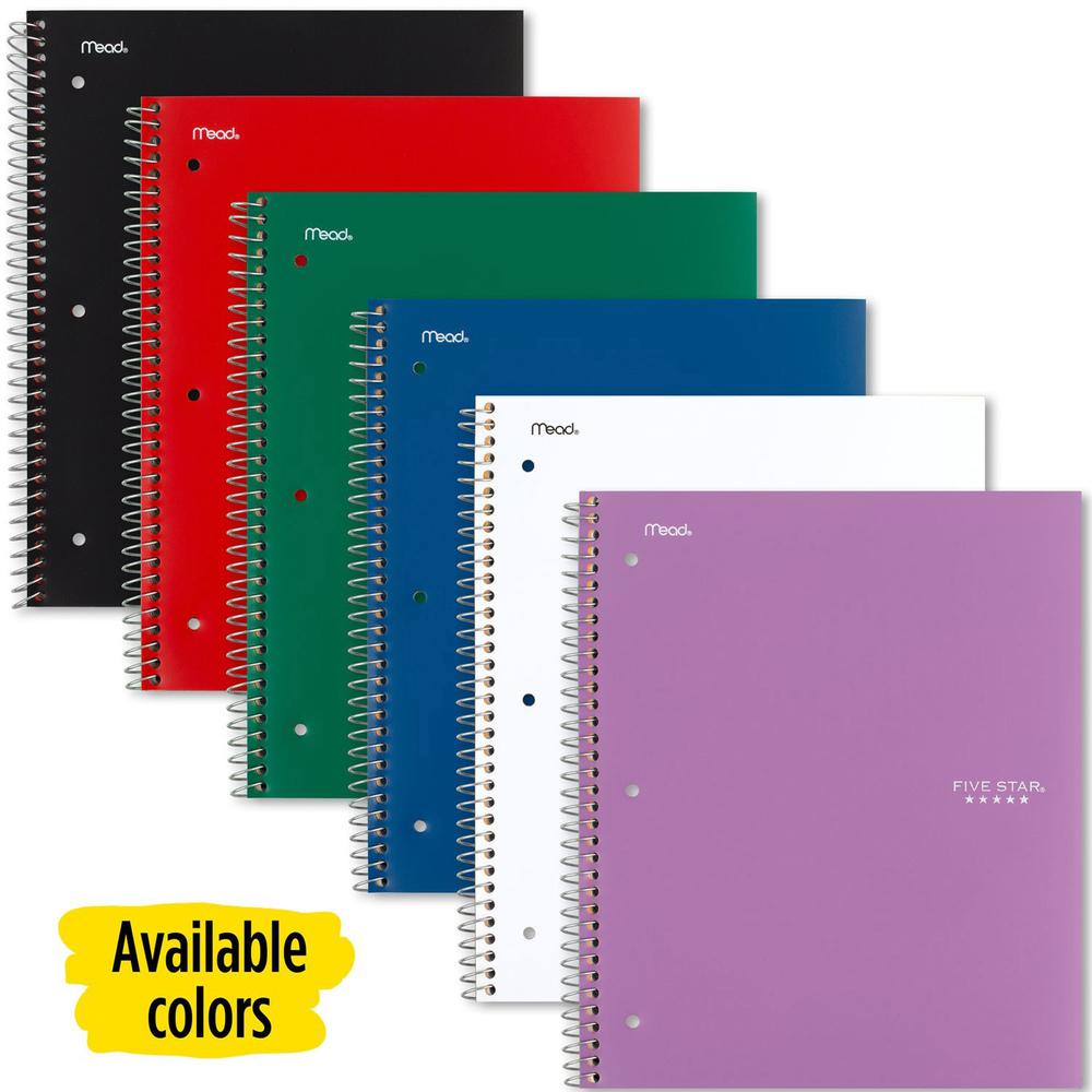 Five Star Wirebound Notebooks - 100 Sheets - Wire Bound - 11" x 8 1/2" - White Paper - Assorted Cover - Pocket, Stiff-back, Perforated, Pocket Divider, Heavyweight, Subject, Spiral Lock - 1 Each. Picture 1