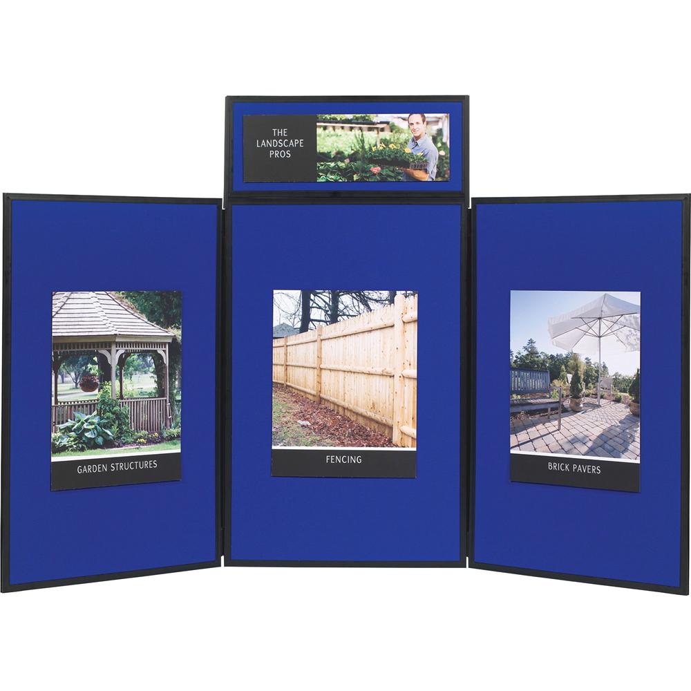 Quartet Show-It! 3-sided Display System - 36" Height x 72" Width - Gray Fabric, Blue Surface - Dual Sided, Lightweight, Resilient, Durable, Tackable - 3 - 1 Each. Picture 1