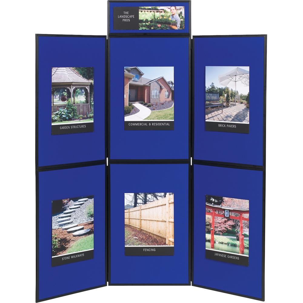 Quartet Show-It! 6-sided Display System - 72" Height x 72" Width - Gray Fabric, Blue Surface - Dual Sided, Lightweight, Resilient, Durable, Portable - 6 - 1 / Each. Picture 1