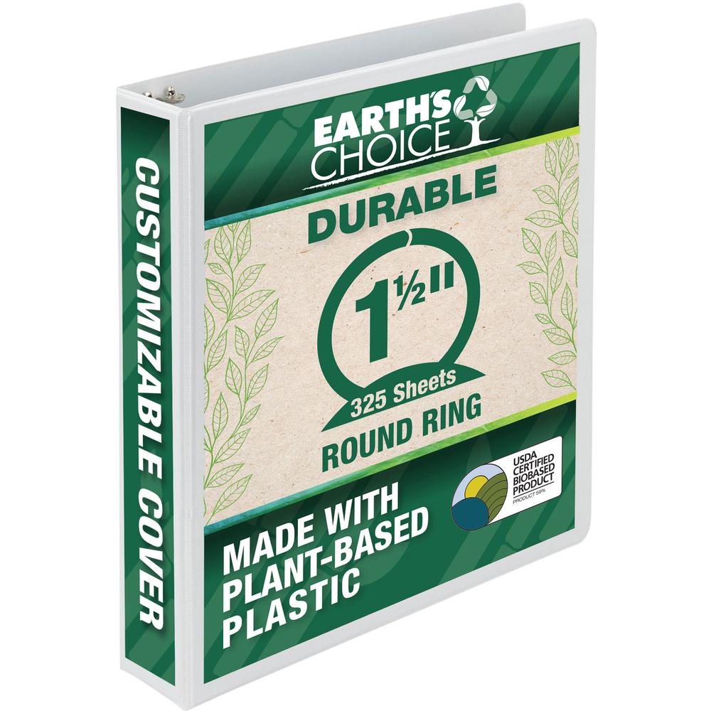 Samsill Earth's Choice Biobased USDA Certified 1-1/2" View Binder - 1 1/2" Binder Capacity - Letter - 8 1/2" x 11" Sheet Size - 325 Sheet Capacity - 3 x Round Ring Fastener(s) - 2 Internal Pocket(s) -. Picture 1