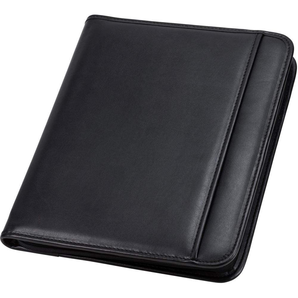 Samsill Letter Pad Folio - 8 1/2" x 11" - 6 Exterior, Internal Pocket(s) - Vinyl, Leather - Black - 1 Each. Picture 1