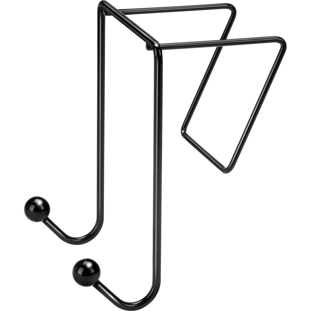 Fellowes Wire Partition Additions&trade; Double Coat Hook - 2 Hooks - for Coat, Umbrella, Sweater, Wall - Plastic, Wire - Black - 1 Each. The main picture.