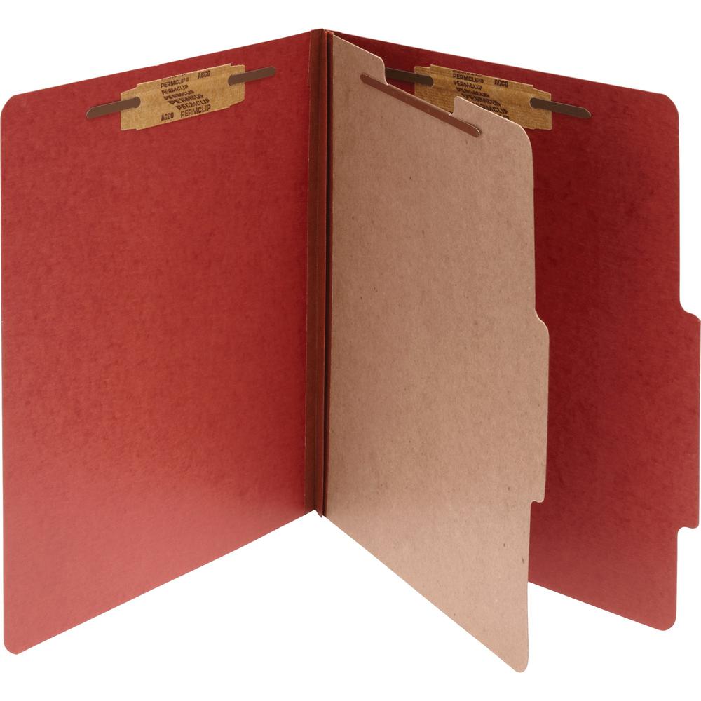 ACCO Letter Classification Folder - 2" Folder Capacity - 8 1/2" x 11" - 4 Fastener(s) - Folder - 1 Divider(s) - Pressboard, Tyvek - Earth Red - 10 / Box. Picture 1