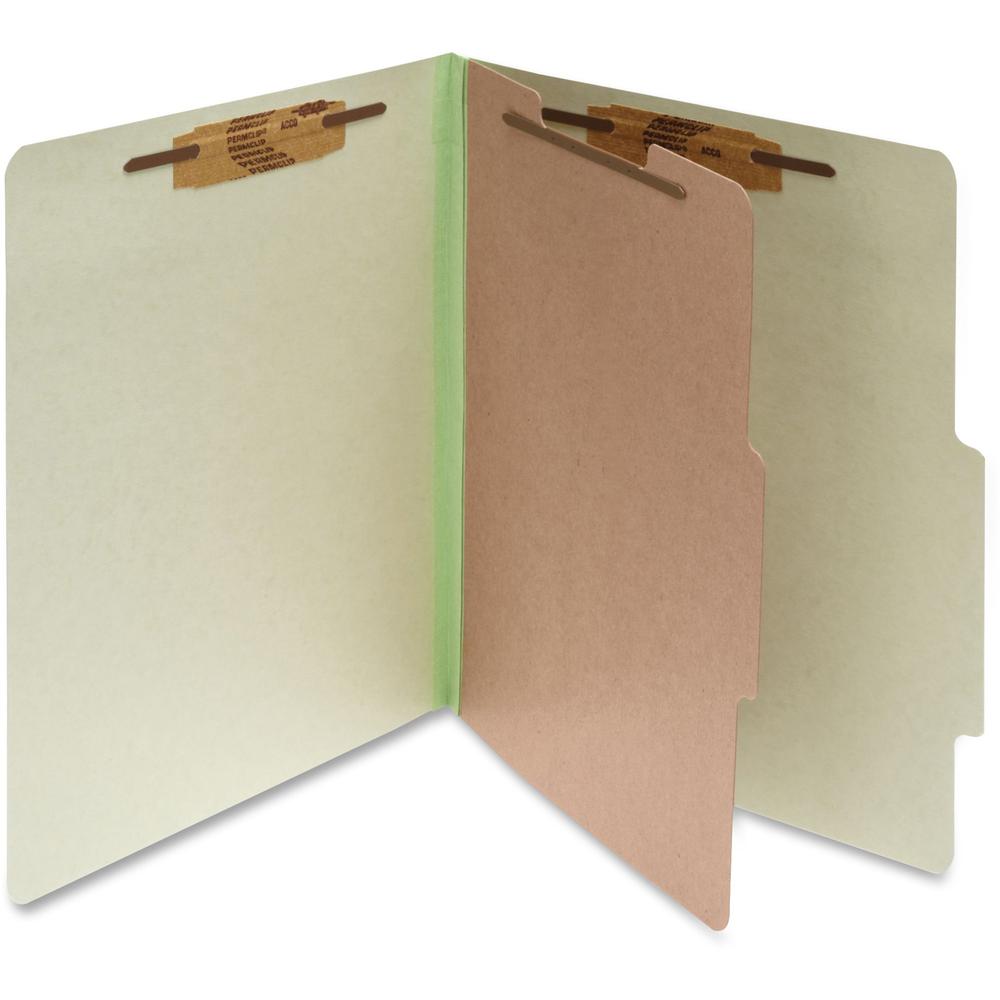 ACCO Letter Classification Folder - 2" Folder Capacity - 8 1/2" x 11" - 4 Fastener(s) - 1" Fastener Capacity - 1 Divider(s) - Pressboard, Tyvek - Leaf Green - 10 / Box. Picture 1