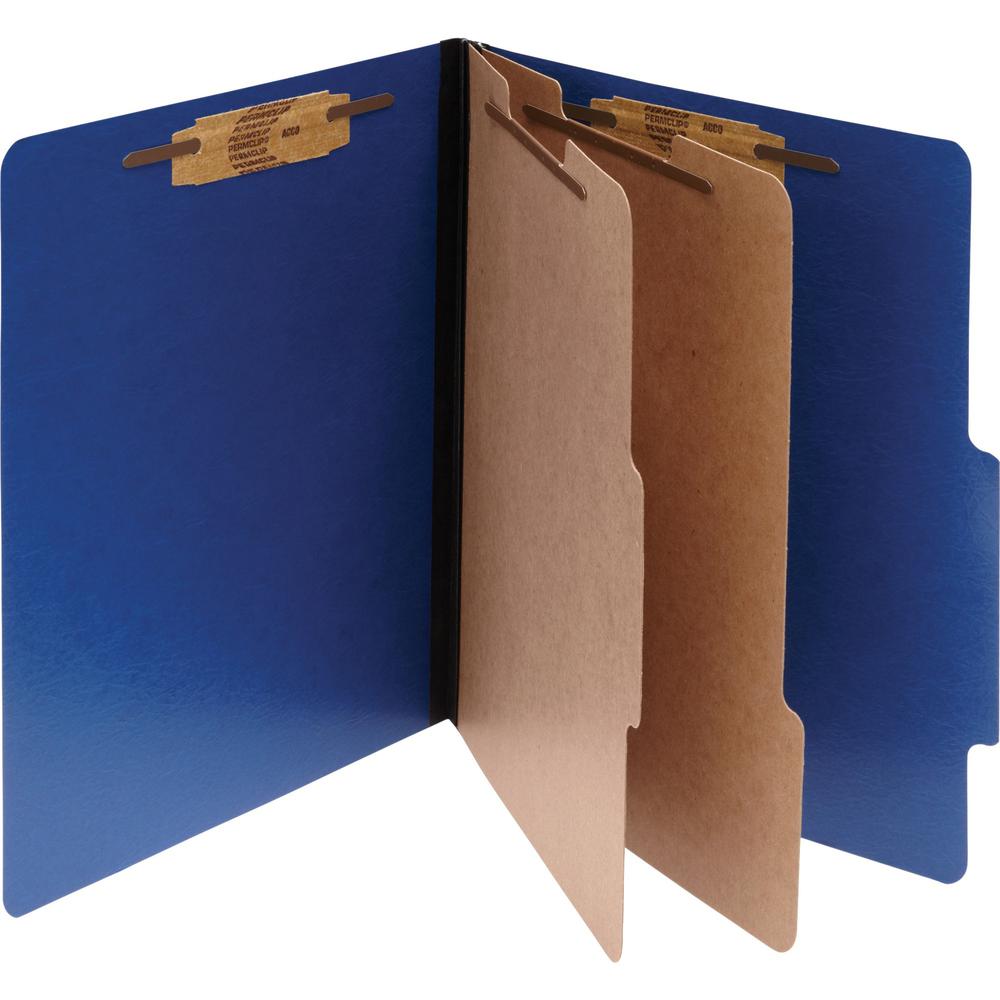 ACCO ColorLife Letter Classification Folder - 3" Folder Capacity - 8 1/2" x 11" - 6 Fastener(s) - 2 Divider(s) - Presstex - Dark Blue - 10 / Box. The main picture.