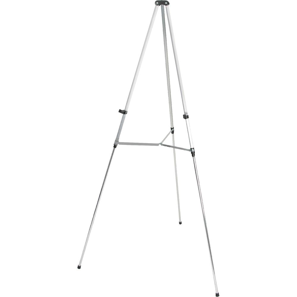 Quartet Lightweight Telescoping Display Easel - 25 lb Load Capacity - 66" Height - Aluminum, Steel, Metal - Silver. Picture 1