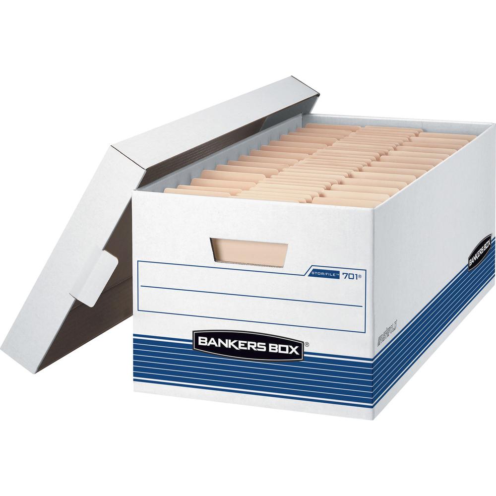 Bankers Box STOR/FILE Storage Box - Internal Dimensions: 12" Width x 24" Depth x 10" Height - External Dimensions: 12.9" Width x 25.4" Depth x 10.3" Height - Media Size Supported: Letter - Lift-off Cl. The main picture.