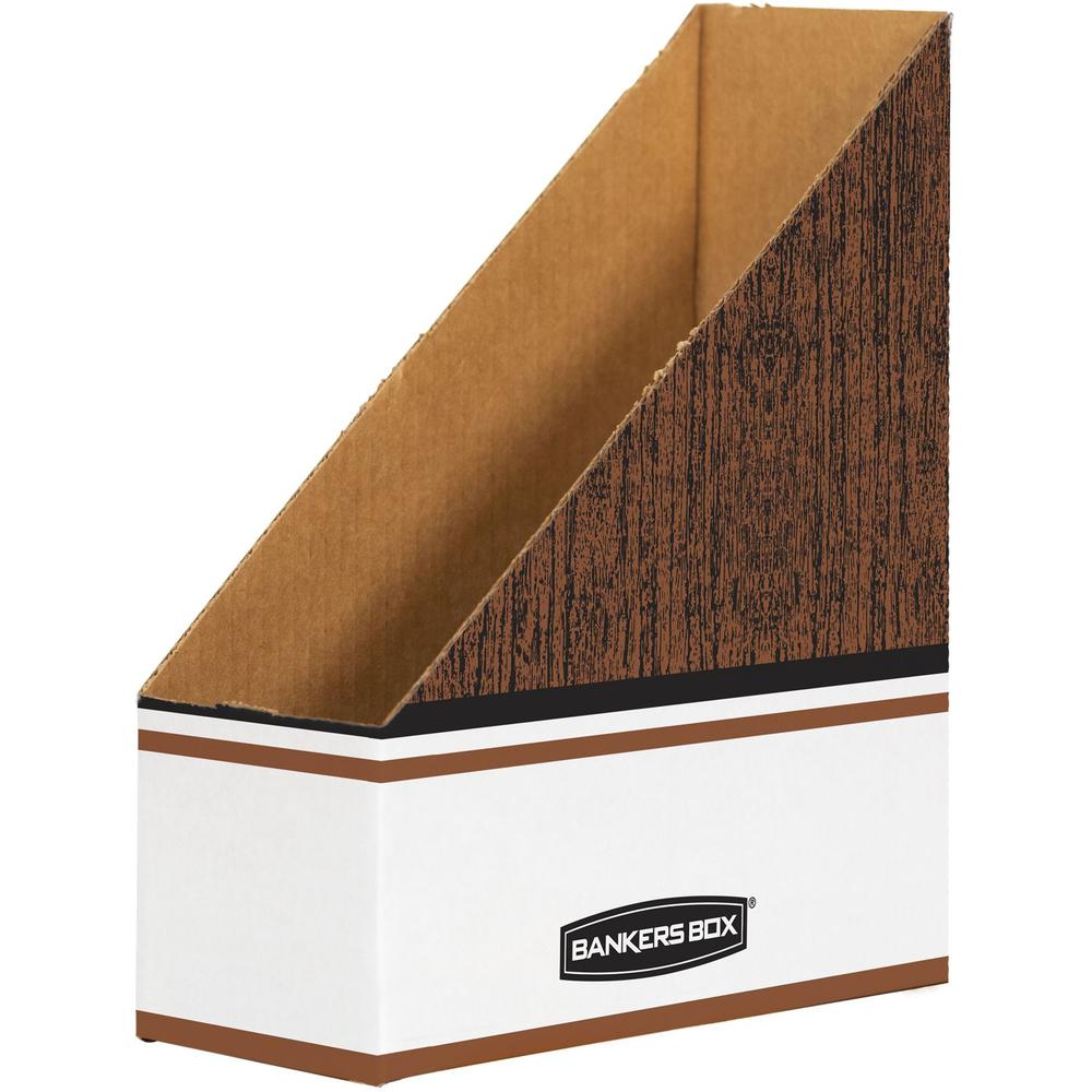 Bankers Box Magazine Files - Oversized Letter - Wood Grain, White - Cardboard - 12 / Carton. Picture 1