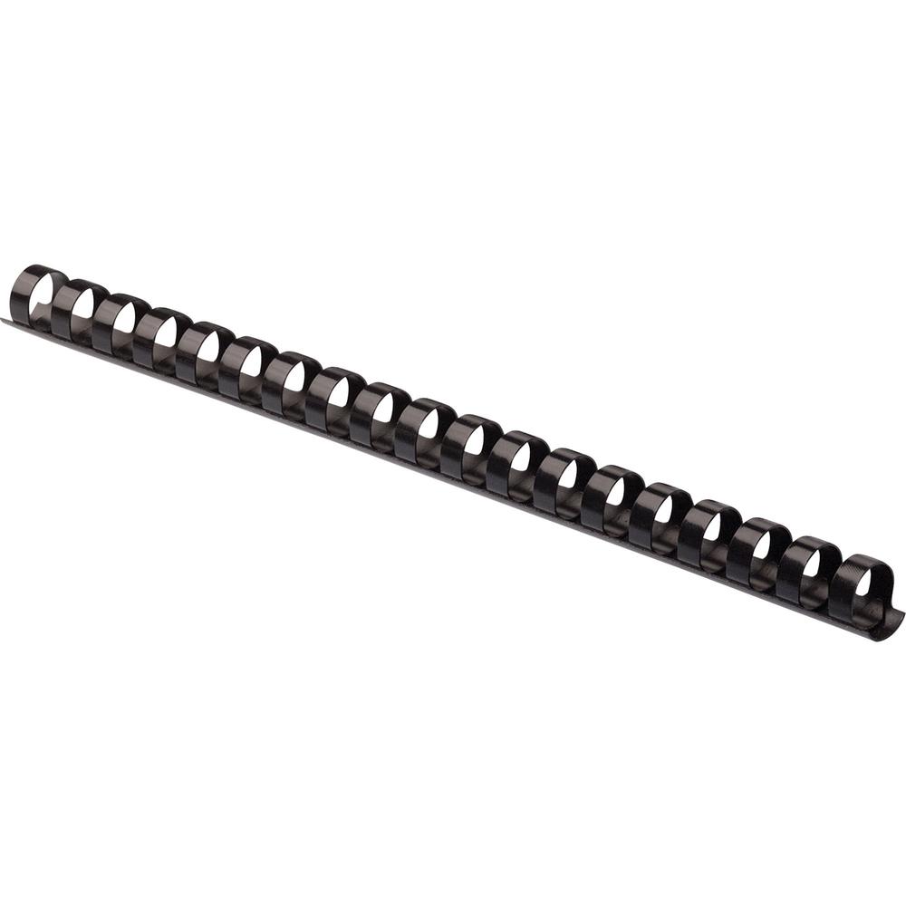 Fellowes Plastic Combs - Round Back, 1/2" , 90 sheets, Black, 100 pk - 0.5" Height x 10.8" Width x 0.5" Depth - 0.50" Maximum Capacity - 90 x Sheet Capacity - For Letter 8 1/2" x 11" Sheet - 19 x Ring. The main picture.