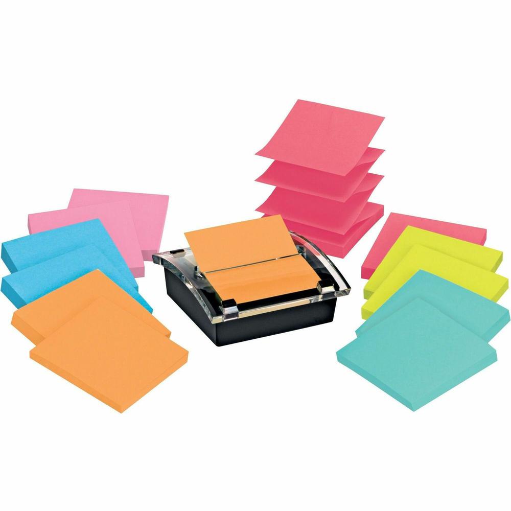 Post-it&reg; Super Sticky Pop-up Notes Dispenser - 1080 - 3" x 3" - Square - 90 Sheets per Pad - Unruled - Assorted - Paper - Self-adhesive - 1 / Pack. Picture 1