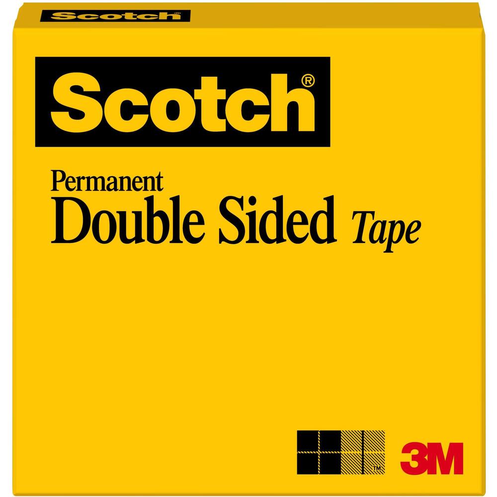 Scotch Permanent Double-Sided Tape - 1/2"W - 36 yd Length x 0.50" Width - 3" Core - Long Lasting - For Joining, Splicing, Mounting - 1 / Roll - Clear. Picture 1