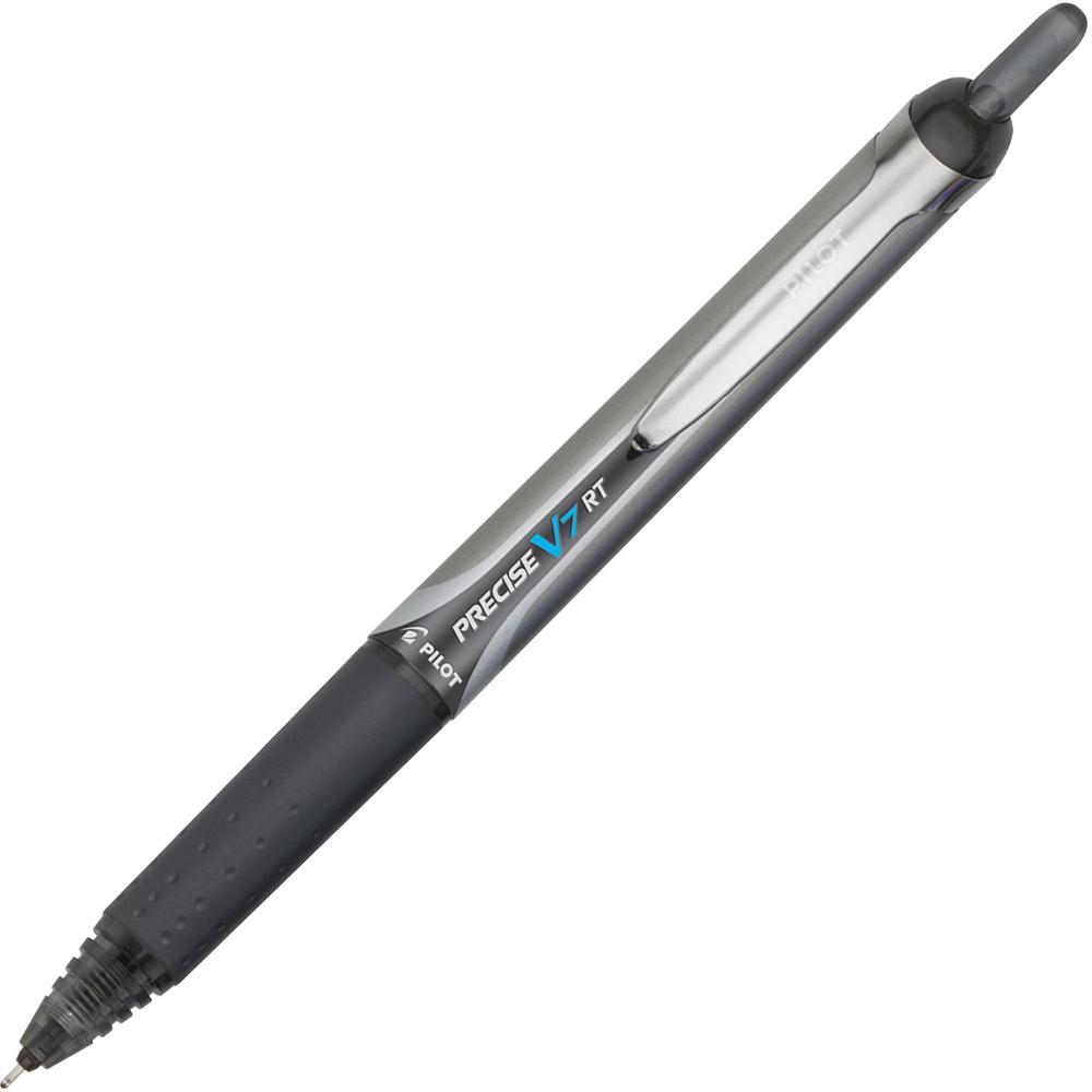 Pilot Precise V7 RT Fine Premium Retractable Rolling Ball Pens - Fine Pen Point - 0.7 mm Pen Point Size - Refillable - Retractable - Black Water Based Ink - Black Barrel - 1 Dozen. Picture 1