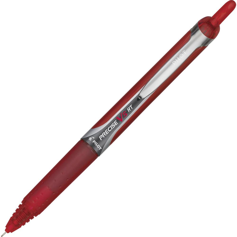 Pilot Precise V5 RT Extra-Fine Premium Retractable Rolling Ball Pens - Extra Fine Pen Point - 0.5 mm Pen Point Size - Needle Pen Point Style - Retractable - Red Water Based Ink - Red Barrel - 1 Dozen. Picture 1